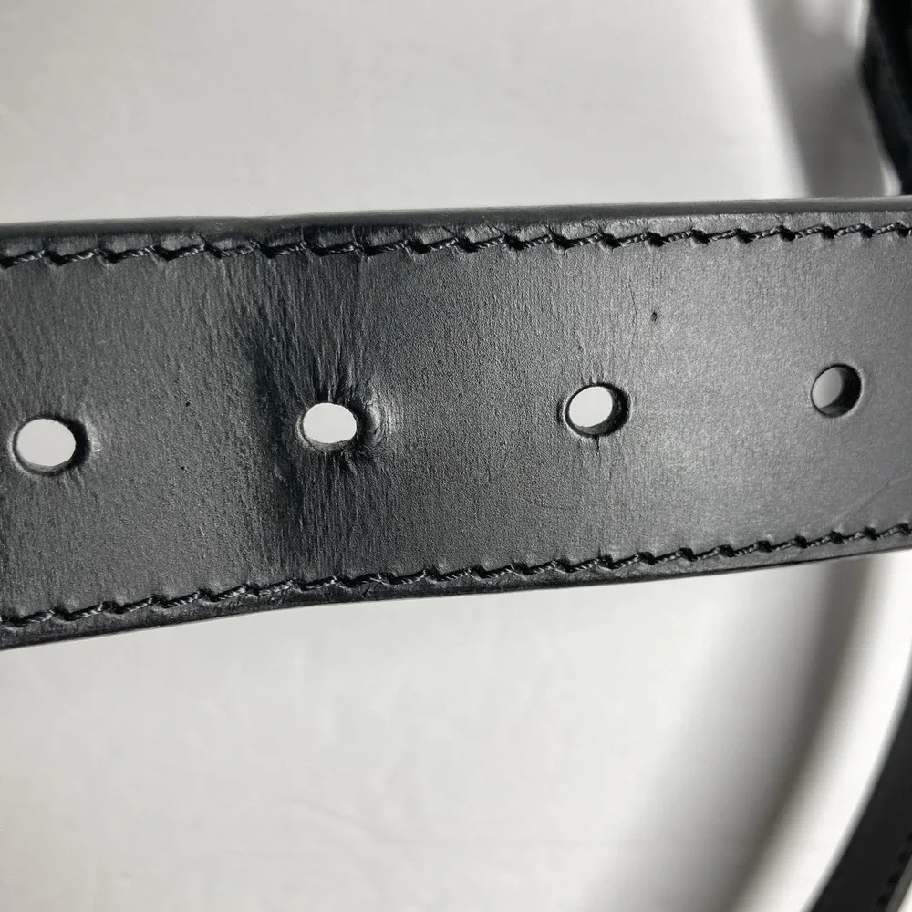 Goodfellow Belt Men's Large Black 1   1/2 inches Wide Bonded Leather‎ Fair Cond.